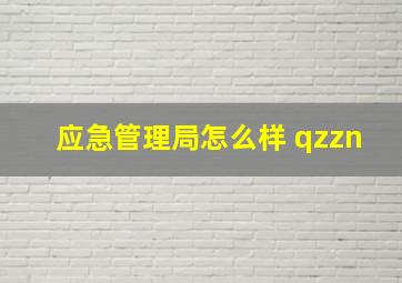 应急管理局怎么样 qzzn